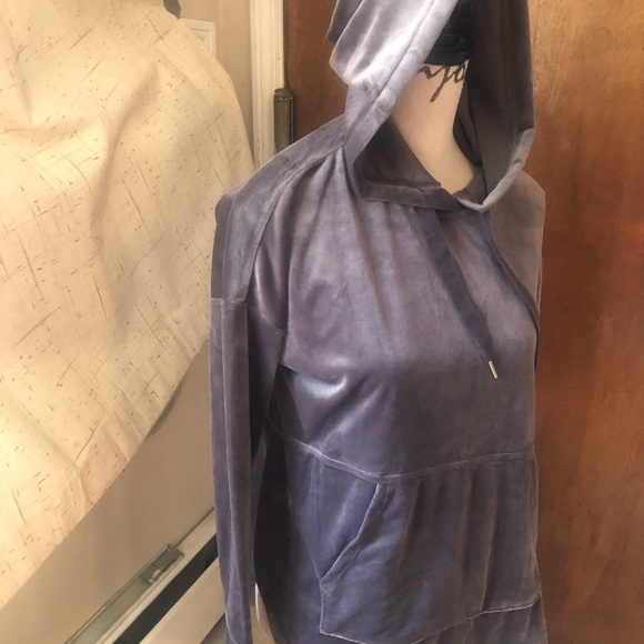 Alfani Intimates Platinum Tone Velvet Long Sleeve Hooded Pajama Top Sz S SOFT! - Picture 6 of 11